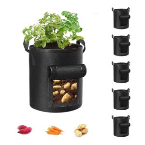 5-Pack of 10-Gallon Potato Rising Luggage, Sturdy Backyard Planting Luggage with Strengthened Handles, Thick Nonwoven Material Pots for Tomatoes, Greens, and Fruits