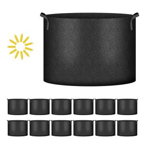 iPower 12-Pack of 15-Gallon Heavy-Responsibility Develop Luggage – Thickened Nonwoven Material Pots with Nylon Handles for Rising Greens, Fruits, and Flowers – Black