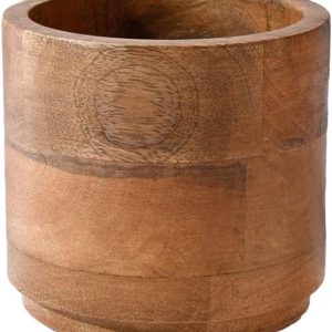 Serene Areas Dwelling Small Mango Wooden Cachepot – Pure Wood Pot for Fake Flowers & Vegetation, Splendid for Indoor Potted Vegetation, Residence, Workplace, and Restaurant Decor, 4.75″ Diameter